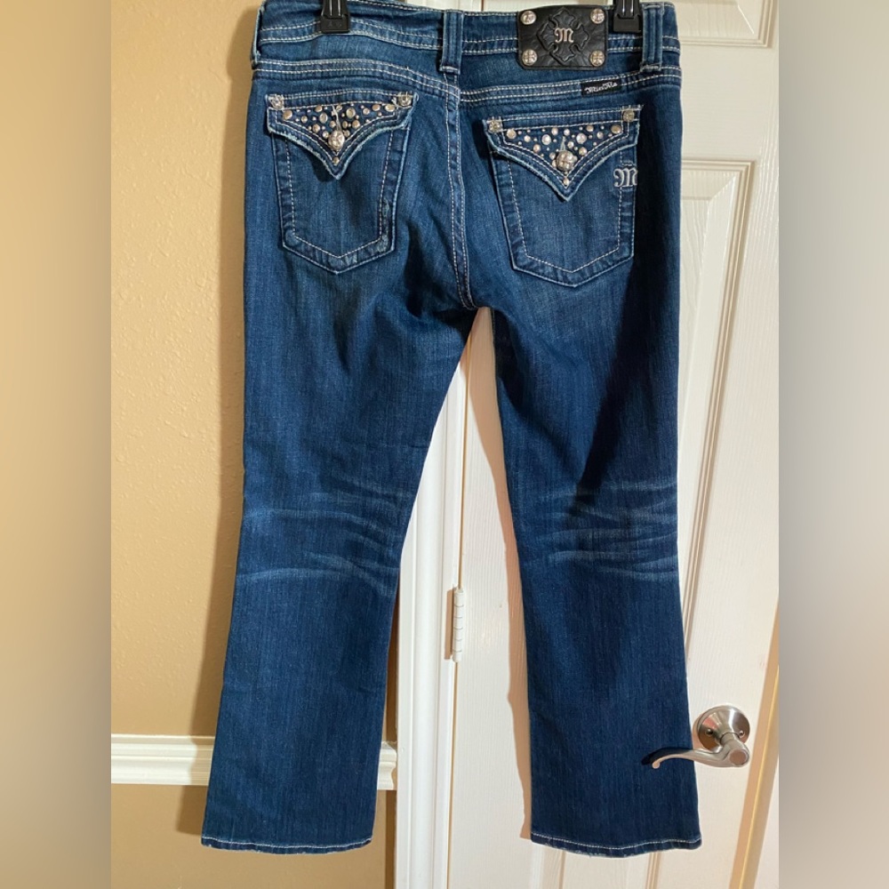 Miss me jeans: waist 30, dark blue. Inseam 31. Boot style. Worn twice.